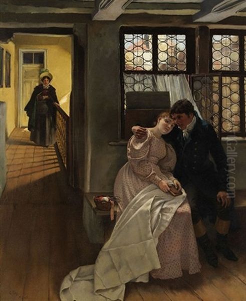 Liebespaar Am Fenster Oil Painting by Carl Leopold Voss