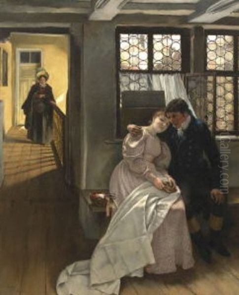 Junges Paar Am Fenster Oil Painting by Carl Leopold Voss