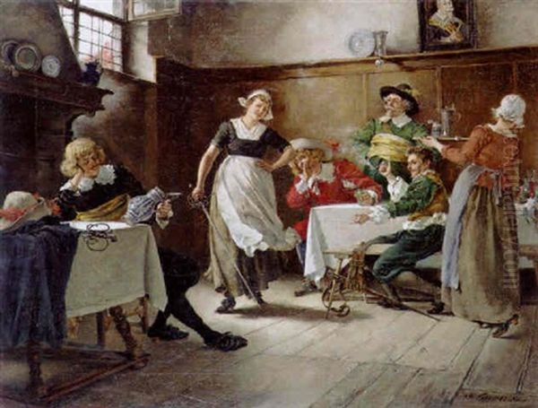 In Der Schanke Oil Painting by Carl Leopold Voss