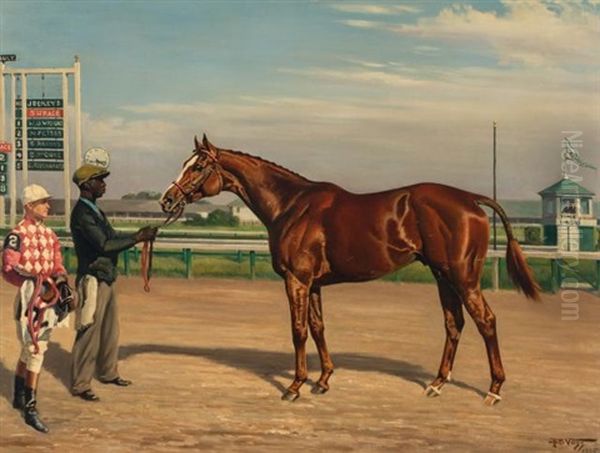 Discovery With His Groom And Jockey Oil Painting by Franklin Brook Voss