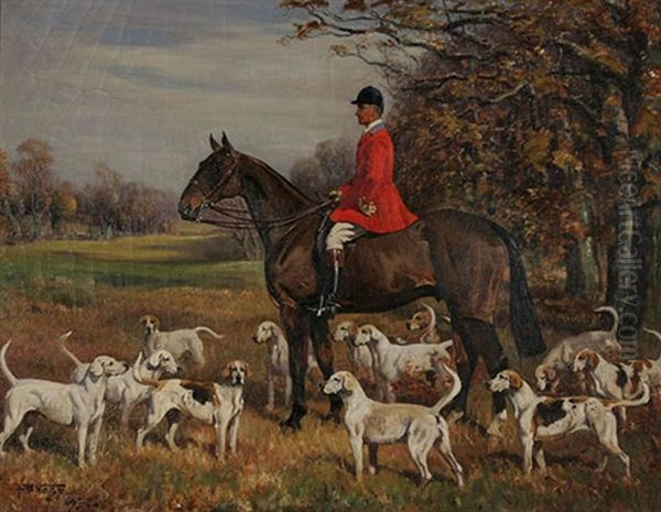 Portrait Of Harry T. Peters On Horseback With Meadowbrook Hounds Oil Painting by Franklin Brook Voss