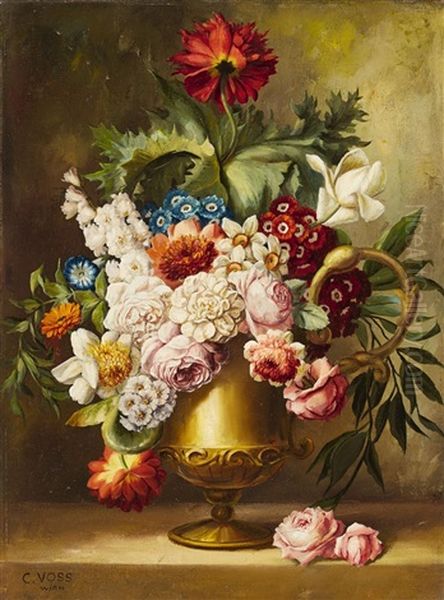 Floral Still Life Oil Painting by Karl Voss