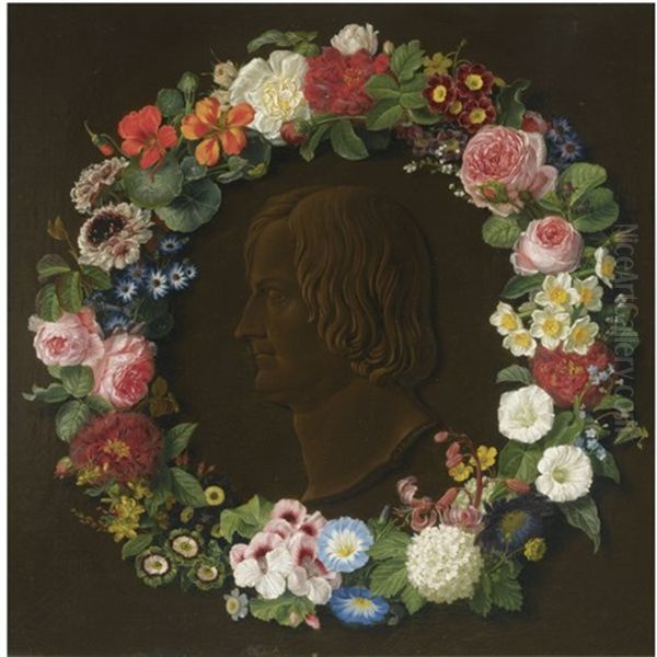 A Portrait Of A Man In A Flower Garland Oil Painting by Karl Voss