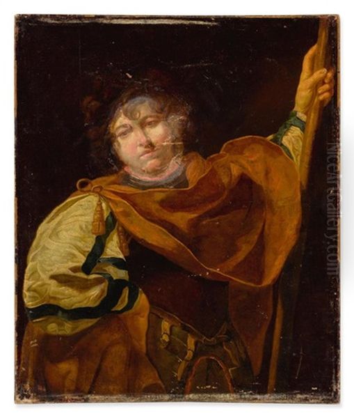 Portrait Of A Young Man In Armor, Three-quarter Length Oil Painting by Simon Vouet