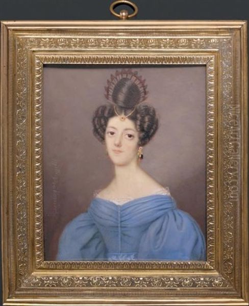 Portrait De Mademoiselle Agathe De Pontigny, En Buste, De Trois-quarts Vers La Gauche Oil Painting by Anne Nicole Voullemier