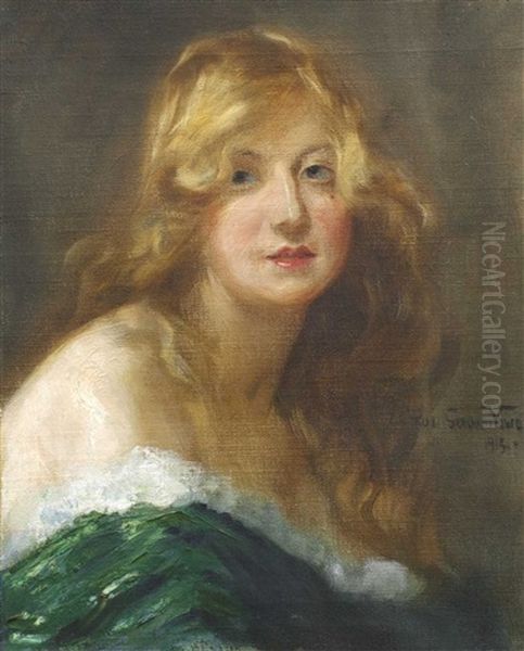 Madchen Mit Langem, Blondem Haar Oil Painting by Paul Gerhart Vowe