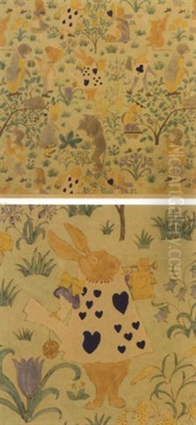 Alice In Wonderland (textile Design) Oil Painting by Charles Francis Annesley Voysey