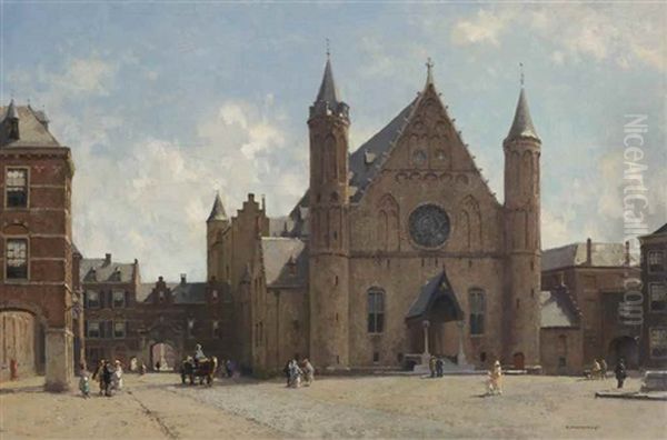 October Morgen: The Ridderzaal In The Hague Oil Painting by Cornelis Vreedenburgh