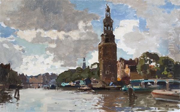 A Study Of The 'montelbaanstoren' In Amsterdam Oil Painting by Cornelis Vreedenburgh