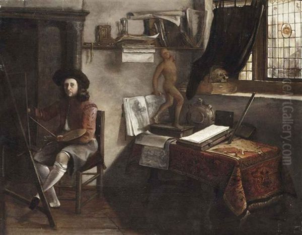 An Artist In His Studio Oil Painting by Jacobus Vrel