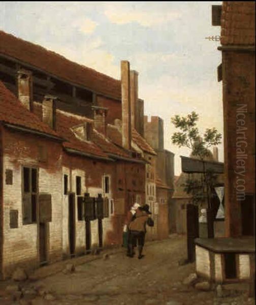 View Of A Small Street Of In A Dutch Town Oil Painting by Jacobus Vrel