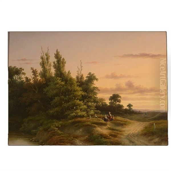 Country Scene Oil Painting by Dirk Johannes van Vreumingen