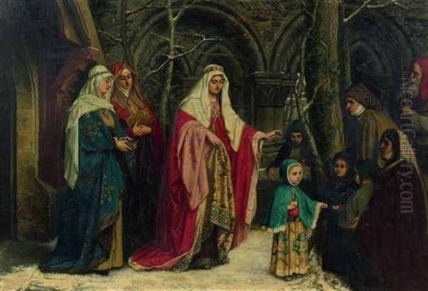 L'enfance De Sainte Elisabeth De Hongrie Oil Painting by Albrecht (Albert) Frans Lieven Vriendt