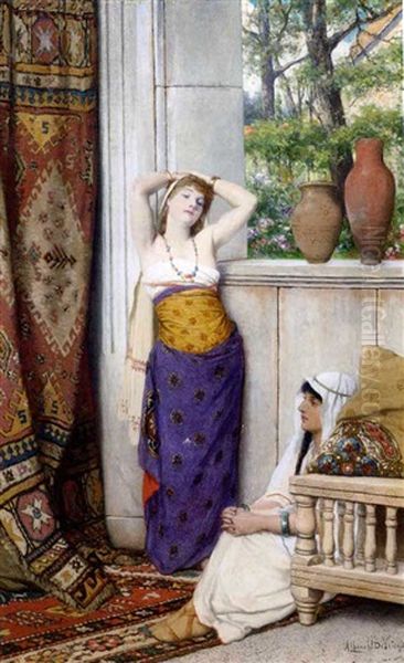 Contemplation In The Harem Oil Painting by Albrecht (Albert) Frans Lieven Vriendt