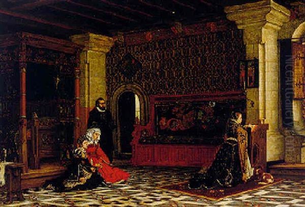 Mary Stuart At Prayer Oil Painting by Albrecht (Albert) Frans Lieven Vriendt