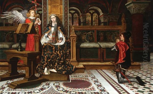 Saint Cecilia And Valerian From The Golden Legend Oil Painting by Juliaan de Vriendt