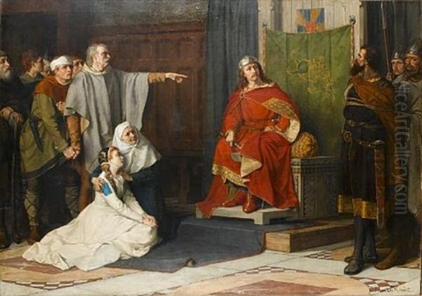 King Boudewijn's Judgment On One Of His Fellow Noblemen Oil Painting by Juliaan de Vriendt