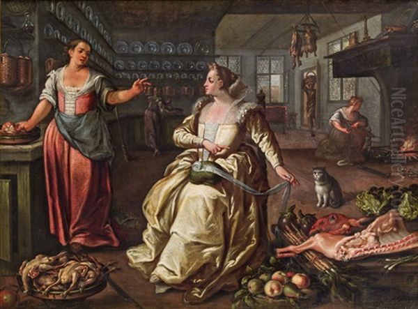 Kucheninterieur Oil Painting by Dirck De Vries