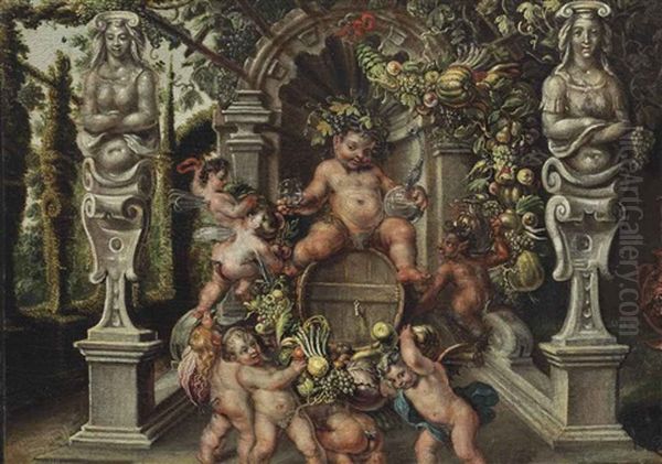 An Allegory Of Wine Oil Painting by Dirck De Vries