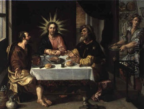 Christus Und Die J_nger In Emmaus Oil Painting by Dirck De Vries