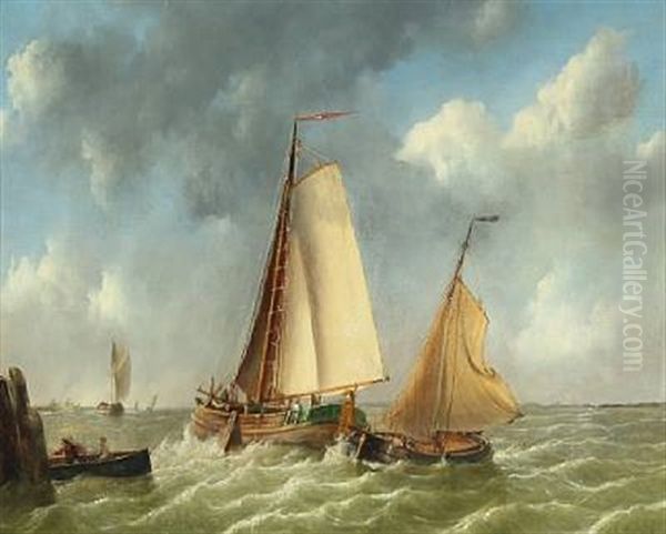 Wessels And Dinky In Rough Seas Oil Painting by Emanuel De Vries