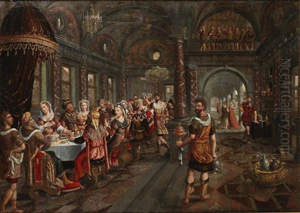 Belshazzar's Feast Oil Painting by Hans Vredeman (Jan) de Vries