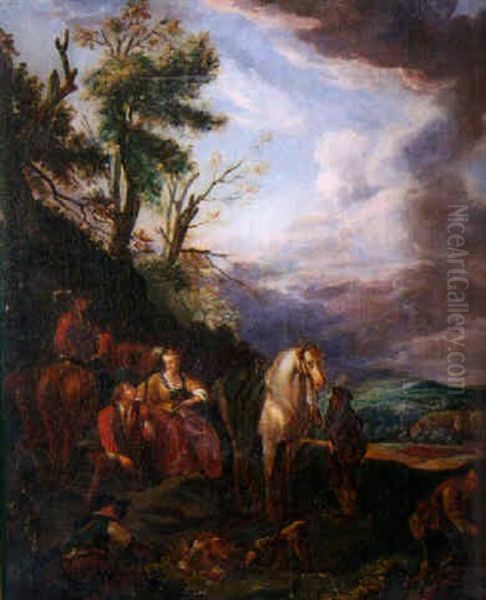 Le Retour De La Chasse Oil Painting by Hans Vredeman (Jan) de Vries