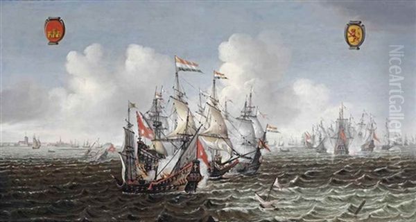 The Action Of 18 February 1639 Off Dunkirk Oil Painting by Jakob Feyt de Vries