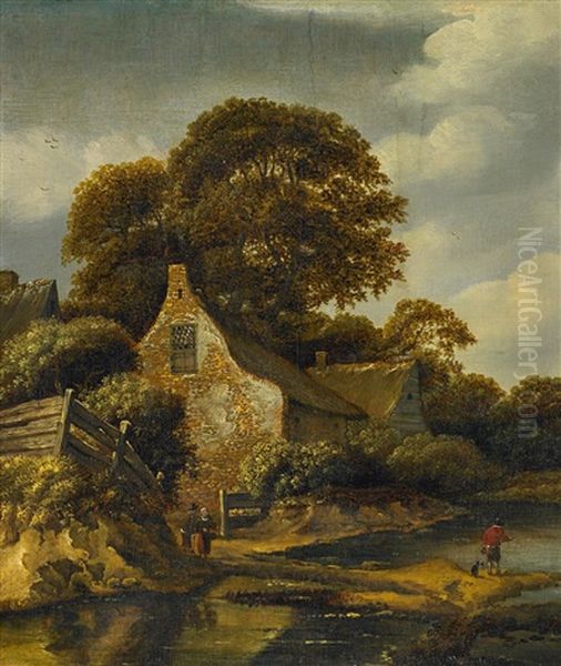 Hollandische Landschaft Mit Backsteinkate Oil Painting by Jansz van Vries