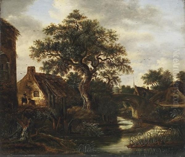 Dorflandschaft Mit Brucke Oil Painting by Jansz van Vries