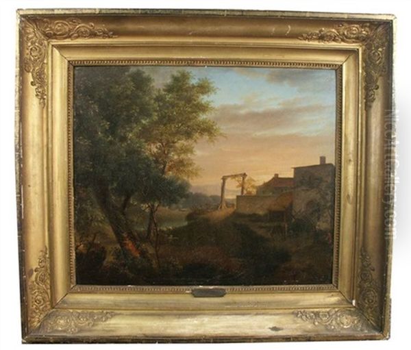 Country Landscape With Figures And Animals Oil Painting by Jansz van Vries