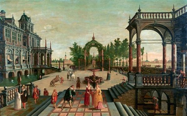 Caprice Architectural Anime De Personnages Oil Painting by Paul Vredemann van de Vries