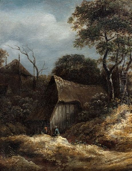 Chaumiere Dans Un Paysage Oil Painting by Roelof van Vries