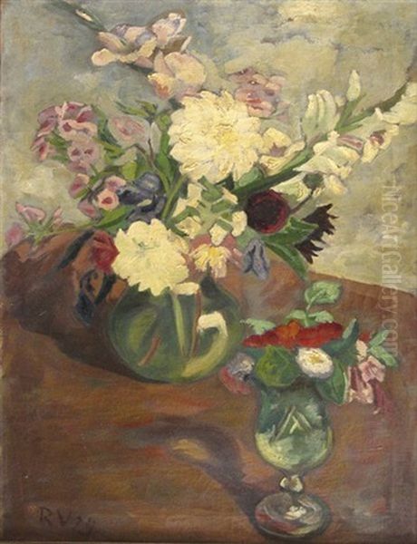 Blumenstillleben Oil Painting by Therese Von Der Vring