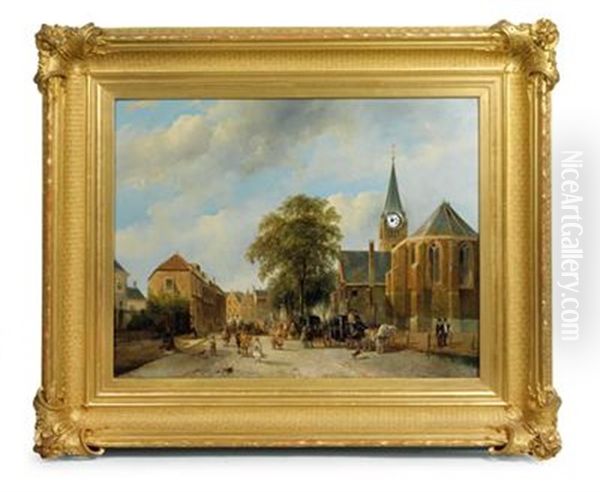 Martinskirche In Voorburg Bei Den Haag Oil Painting by Adrianus Jacobus Vrolyk