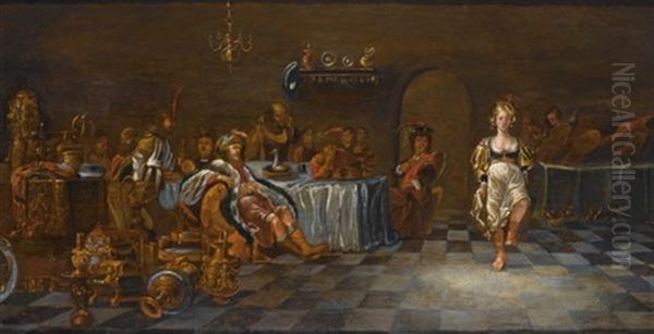 Herod's Feast Oil Painting by Pieter Pietersz Vromans the Elder