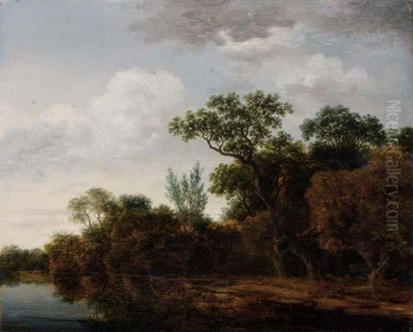 Bord De Riviere Oil Painting by Cornelis Hendriksz Vroom