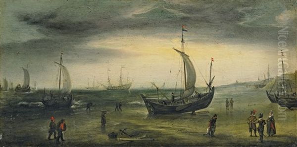 Kustenlandschaft Mit Hollandischen Segelschiffen Oil Painting by Hendrik Cornelisz Vroom