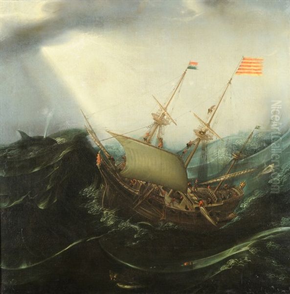 Walfangschiff Auf Sturmischer See Oil Painting by Hendrik Cornelisz Vroom