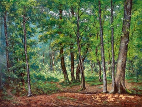 Sommerliche Waldlandschaft Oil Painting by Charles Vuagniaux