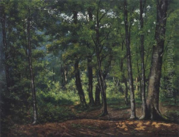 Sommerliche Waldlandschaft Oil Painting by Charles Vuagniaux