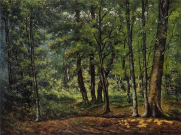 Sommerliche Waldlandschaft Oil Painting by Charles Vuagniaux