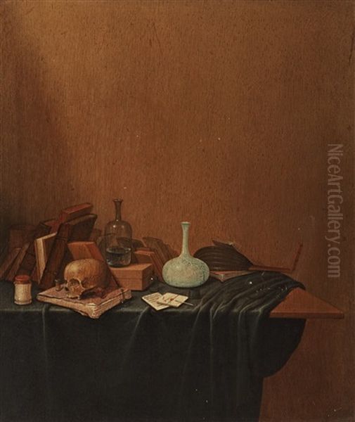 Vanitas Still Life Oil Painting by Gerrit Van Vucht