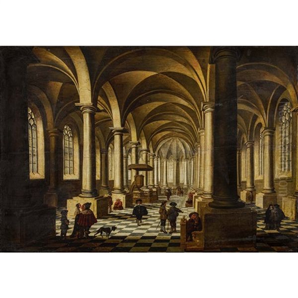 Interieur Einer Dreischiffigen Kirche Oil Painting by Jan van Vucht