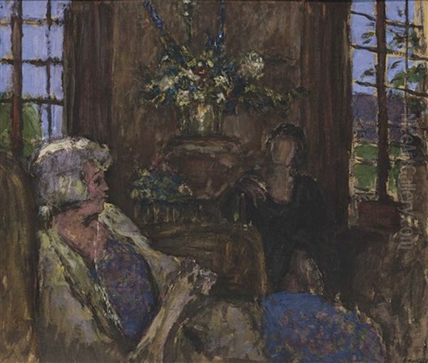 Deux Dames Dans Le Salon Des Clayes Oil Painting by Edouard Vuillard