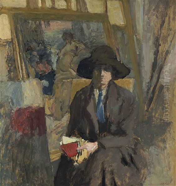 Lili Lamy En Tailleur Noir Et Cravate Verte Oil Painting by Edouard Vuillard