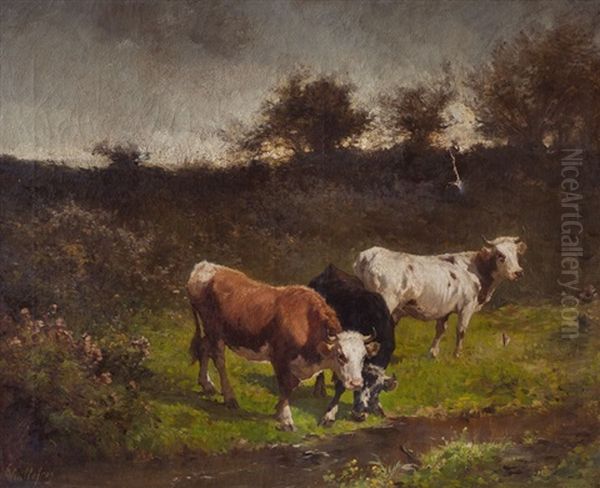 Vacas Pastando Oil Painting by Felix Dominique De Vuillefroy