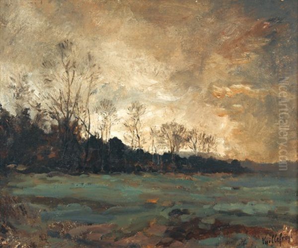 Waldrand Mit Bewolktem Himmel Oil Painting by Felix Dominique De Vuillefroy