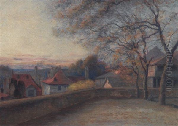 Die Esplanade Von Lausanne Oil Painting by Charles-Joseph Vuillermet