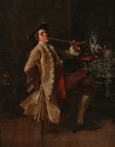 Dandy With Pipe Oil Painting by Louis Georges Brillouin